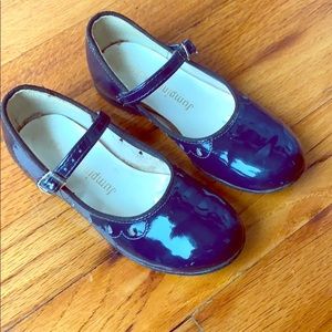 Vintage patent leather blu jumping jacks